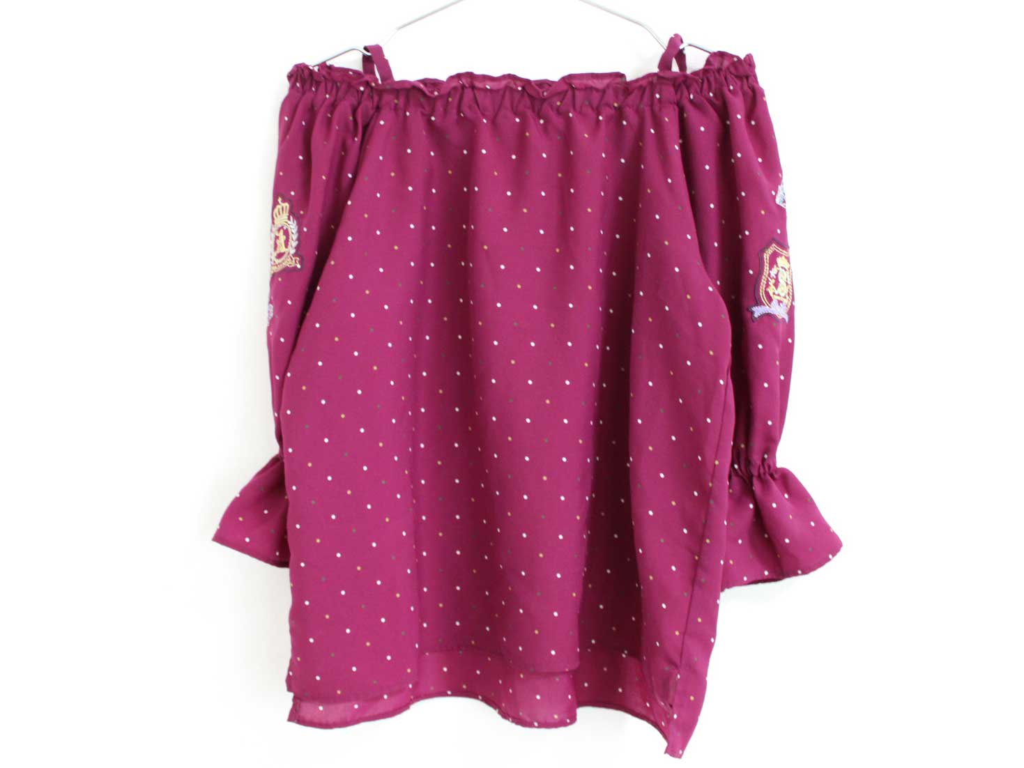 【値下げ!】〓アナスイミニ/ANNA SUI mini〓145-155cm 長袖ブラウス ワインレッド×白 肩紐調整可能【中古】子供服 キッズ kids ジュニ...