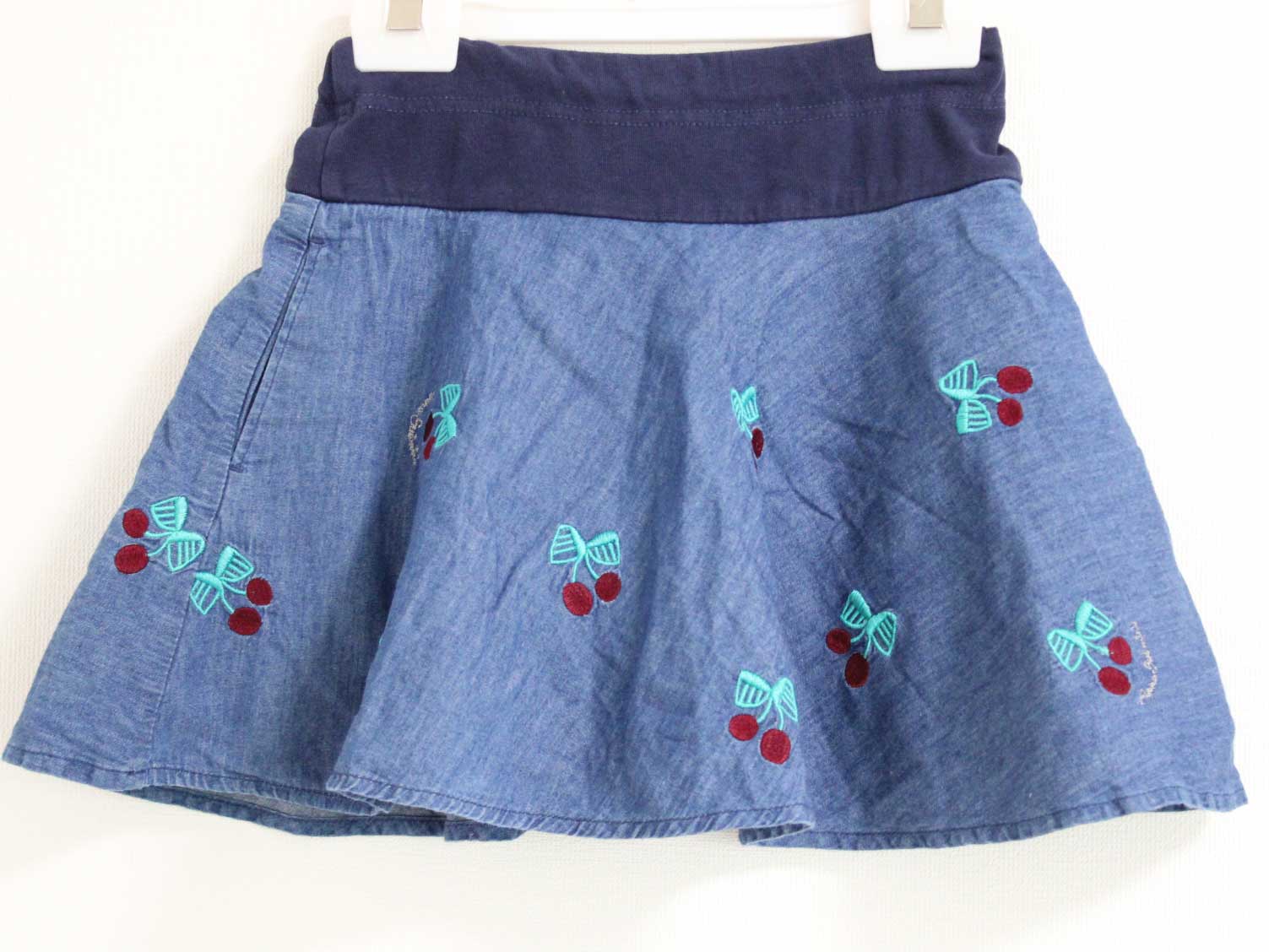 【値下げ!】〓アナスイミニ/ANNA SUI mini〓120cm インナーパンツ有スカート 青×赤 【中古】子供服 キッズ kids 女の子 春 bottom...