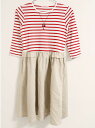 〓ファミリア/familiar〓140cm 七分袖ワンピース 赤×白×ベージュ 【中古】子供服 キッズ kids ジュニア 女の子 春秋 onepi 41205...