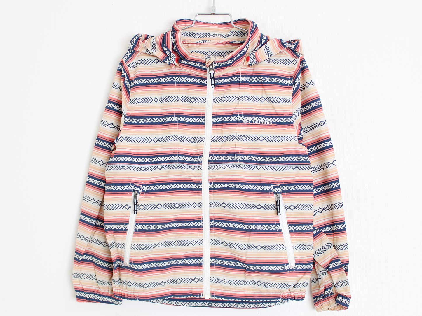 【値下げ!】〓コロンビア/Columbia〓130cm ヘイゼンユースパターンドジャケット 紺×黄色×ピンク フード..
