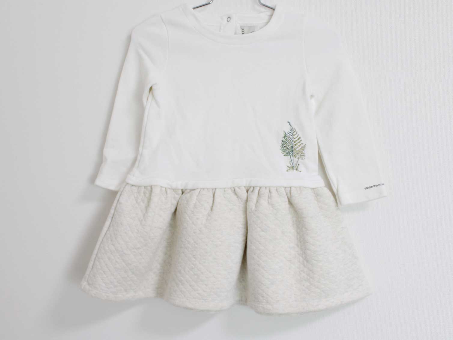 【値下げ!】〓プチバトー/PETIT BATEAU〓86cm 長袖ワンピース 白 デロールコラボ【中古】 子供服 キッズ kids ベビー服 baby 女の子 春秋 onepi 522052