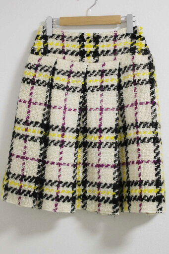 〓49AV.junkoshimada/フォーティーナインアベニュージュンコシマダ〓ウールプリーツスカート/膝下丈 ホワイト×ブラック×イエロー×パープル/白×黒×黄×紫【中古】レディース 38 秋冬 102132 〓49AV.junkoshimada/フォーティーナインアベニュージュンコシマダ〓ウールプリーツスカート/膝下丈 ホワイト×ブラック×イエロー×パープル/白×黒×黄×紫【中古】レディース 38 秋冬 102132