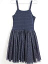 プチバトー ノースリーブワンピース 128cm キッズ 女児 紺×シルバー【中古】 【新入荷!】 〓(4)