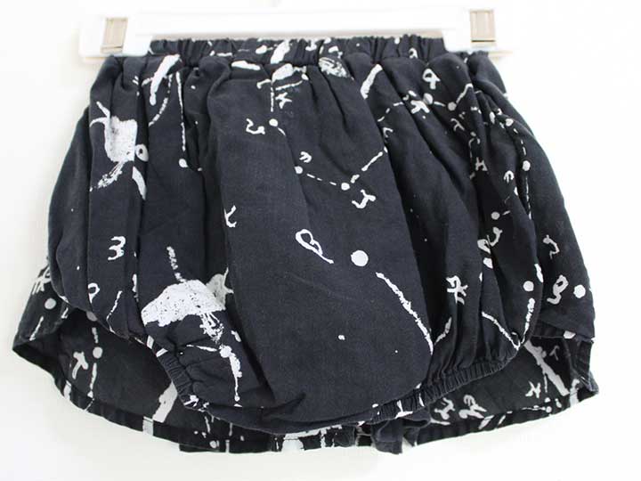 【SALE!】ウルフ＆リタ ブルマ付きスカート 62-74cm キッズ 女児 黒×白 【中古】 〓