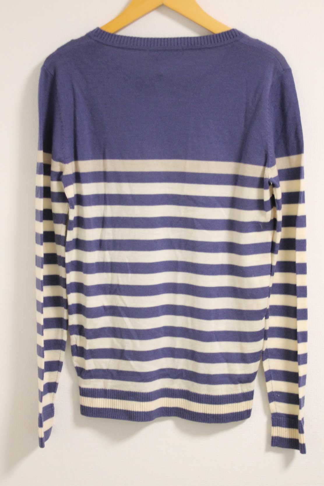 〓LACOSTE/ラコステ〓ボーダー二ット/プルオーバー/長袖 ホワイト×ブルー/白×青 レディース 40 秋冬 502132