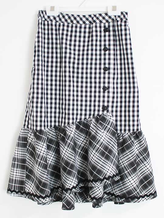 【値下げ!】〓アナスイミニ/ANNA SUI mini〓135cm(L) ロングスカート ブラック×ホワイト【中古】子供服 キッズ kids 女の子 春秋 bo...