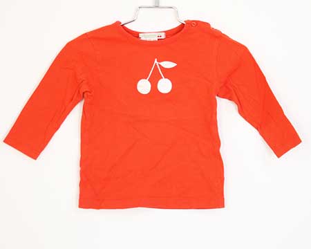 〓ボンポワン/BONPOINT〓75cm 長袖Tシャツ/長袖カットソー/ロンT レッド 【中古】子供服 キッズ kids ベビー baby 女の子 春秋冬 tops 213042