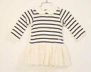 〓プチバトー/PETIT BATEAU〓74cm 長袖ワンピース 白×紺 【中古】 子供服 キッズ kids ベビー baby 女の子 春秋 onepi 213...