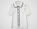 【夏SALE!】〓メゾピアノ/mezzo piano〓150cm 半袖ブラウス 白×黒【中古】 子供服 キッズ kids ジュニア 女の子 夏 tops 715042