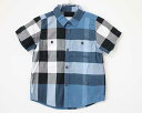 【夏SALE!】〓バーバリー/BURBERRY〓104cm(4Y) 半袖シャツ 白×黒×青【中古】 子供服 キッズ kids 女の子 男の子 夏 tops 715042