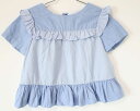 【夏SALE!】〓ボンポワン/BONPOINT〓128cm 半袖ブラウス 白×青【中古】 子供服 キッズ kids 女の子 夏 tops 126042