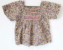 【夏SALE!】〓ボンポワン/BONPOINT〓104cm 半袖ブラウス 茶×白×ピンク【中古】 子供服 キッズ kids 女の子 夏 tops 126042