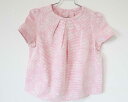 【夏SALE!】〓ボンポワン/BONPOINT〓128cm 半袖ブラウス 白×ピンク【中古】 子供服 キッズ kids 女の子 夏 tops 126042
