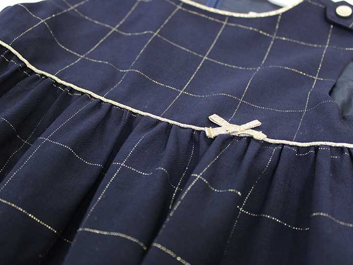 【SALE!】タルティーヌエショコラ ジャンパースカート 110cm キッズ 女児 紺×ゴー...
