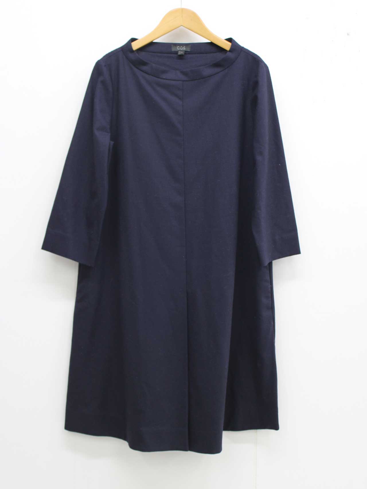 【新規SALE】コス ウールボックスワンピース 36 ネイビー レディース 【中古】★