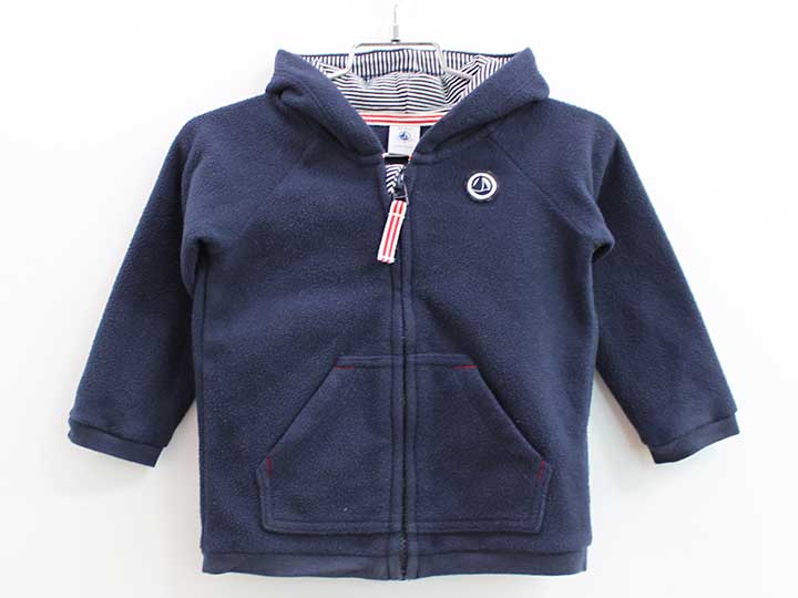 プチバトー フリースパーカー 81cm キッズ 男児 女児 紺【中古】☆