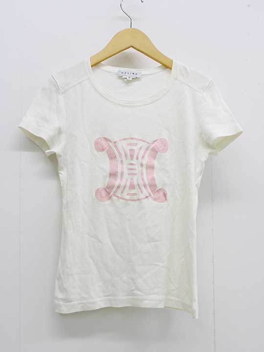 セリーヌ CELINE イタリア製 マカダム柄 Tシャツ 半袖カットソー CELINE - セリーヌ Tシャツ カットソー マカダム柄 半袖 M 水色 ライト