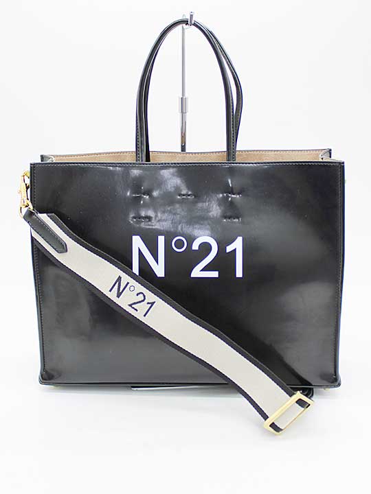 ヌメロ ヴェントゥーノ Horizontale Shopper 2WAYショルダーバッグ レディース ブラック★