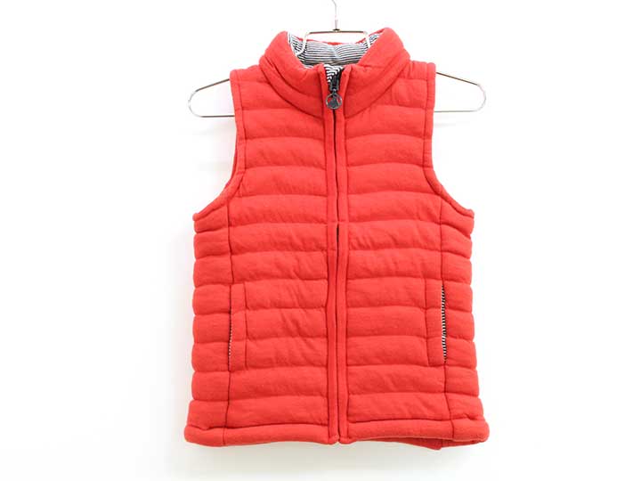 プチバトー 中綿ベスト 104cm キッズ 男児 赤【中古】☆