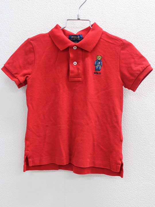 ▽ラルフローレン/Ralph Lauren▽100cm 半袖ポロシャツ 赤 ベア【中古】子供服 キッズ kids 男の子 夏 507032 tops