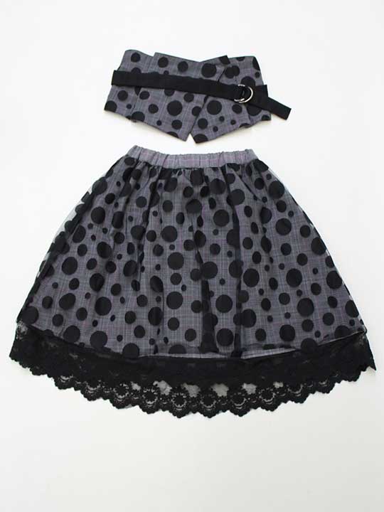 【Rakuten Fashion THE SALE!】▽アナスイミニ/ANNA SUI mini▽120cm ビスチェ×スカートセット 黒×グレー系【中古】子供服 キッズ kids 女の子 春夏秋冬 031132 bottoms