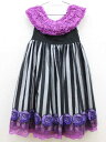 ▽アナスイミニ/ANNA SUI mini▽120cm ノースリーブドレス/半袖ドレス 黒×紫系 フォーマル 卒園式 入学式 結婚式 発表会 七五三 謝恩会 冠...