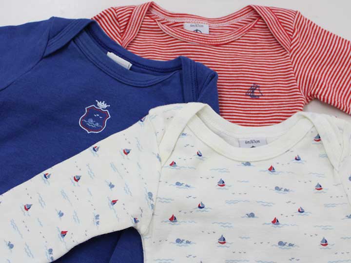 【値下げ!】▽プチバトー/PETIT BATEAU▽67cm 長袖ボディオール/ロンパース/カバーオール3点set 赤×白＆ネイビー＆白系【中古】【ネット限定】子供 キッズ kids ベビー baby 男の子 春 onepi 813042