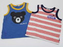 【夏SALE!】▽ミキハウスダブルB/MIKIHOUSE DOUBLE.B▽80cm タンクトップ/ノースリーブカットソー/袖なし2点set 白×赤&ブルー系【...