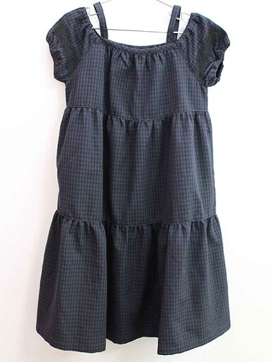 【夏SALE!】▽ハッカキッズ/HAKKA kids▽120cm 半袖ワンピース/オープンショルダーワンピース 紺×黒【中古】子供服 キッズ kids 女の子 夏 onepi 106042 【夏SALE!】▽ハッカキッズ/HAKKA kids▽120cm 半袖ワンピース/オープンショルダーワンピース 紺×黒【中古】子供服 キッズ kids 女の子 夏 onepi 106042