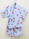 【夏SALE!】▽ミキハウス/mikihouse▽100cm 甚平 水色 うさ子・金魚柄 日本製 お祭り 花火大会 納涼祭 盆踊り【中古】子供 キッズ kids...