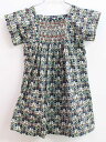 【夏SALE!】▽ボンポワン/BONPOINT▽86cm 半袖ワンピース マルチカラー スモック刺繍 リバティ【中古】子供服 キッズ kids ベビー服 bab...