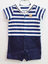 【夏SALE!】▽ミキハウス/mikihouse▽70cm 半袖ショートオール/カバーオール 白×紺【中古】子供服 キッズ kids ベビー服 baby 男の子...