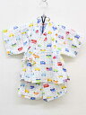 【夏SALE!】▽ミキハウス/mikihouse▽80cm 甚平 白×マルチカラー 車・ドット柄 日本製 お祭り 花火大会 納涼祭 盆踊り【中古】子供 キッズ ...