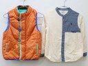 ▽ラグマート/RAG MART▽130cm 長袖シャツ&リバーシブル中綿ベスト2点set ベージュ系&オレンジ×グリーン系【中古】【ネット限定】子供服 キッズ ...