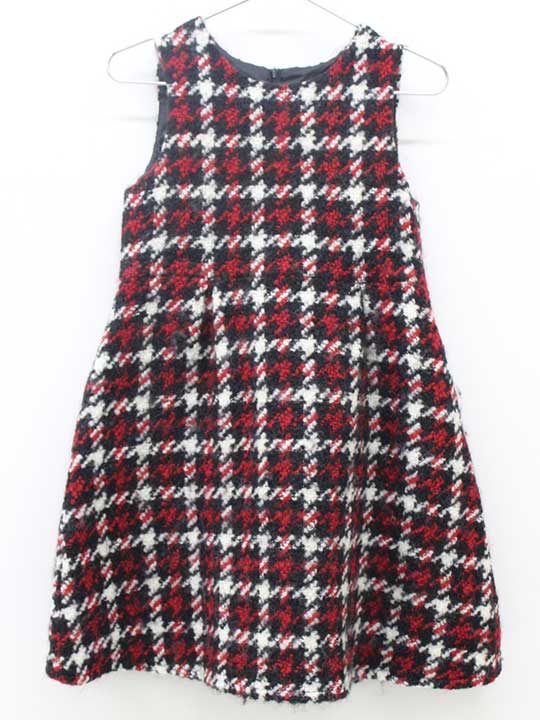 ▽ベベ/BeBe▽140cm ジャンパースカート 黒×赤系【中古】子供服 キッズ kids ジュニア 女の子 秋冬 onepi 119042