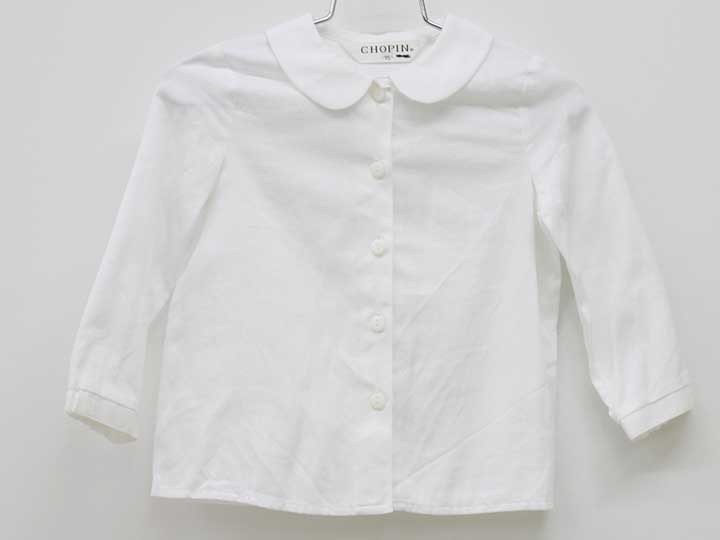 【新規値下げ!】▽ショパン/CHOPIN▽95cm 長袖ブラウス/シャツ 白 フォーマル お受験 面接 写真撮影 見学..