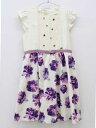 【新規値下げ!】▽アナスイミニ/ANNA SUI mini▽140cm 半袖ドレス/ドレスワンピース オフホワイト×紫 フォーマル 入学式 結婚式 発表会 謝恩...