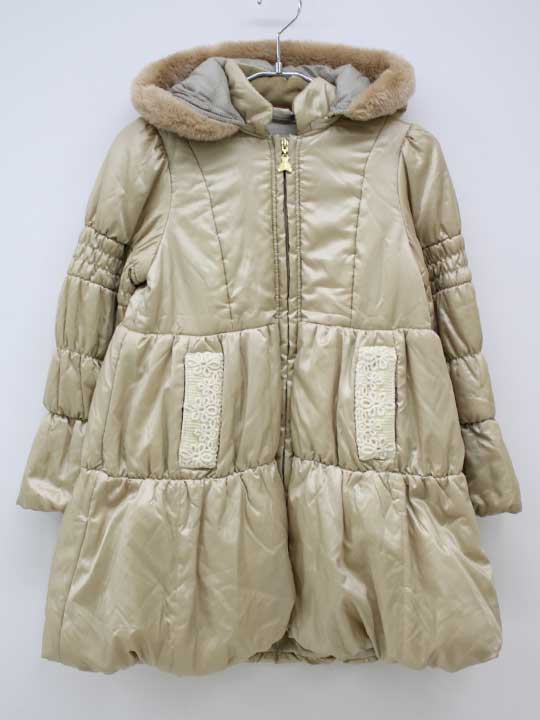 ▽ファミリア/familiar▽130cm 中綿コート/アウター ベージュ フード取り外し可【中古】子供服 キッズ ki..