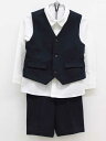 ▽コムサ・フォセット/COMME CA FOSSETTE▽90-100cm 長袖シャツ×ベスト×ハーフパンツセット 白&濃紺 フォーマル 入園式 結婚式 発表会...