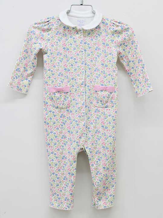 【SALE!】ラルフローレン 長袖カバーオール 75cm キッズ 女児 白×ピンク系【中古】▽