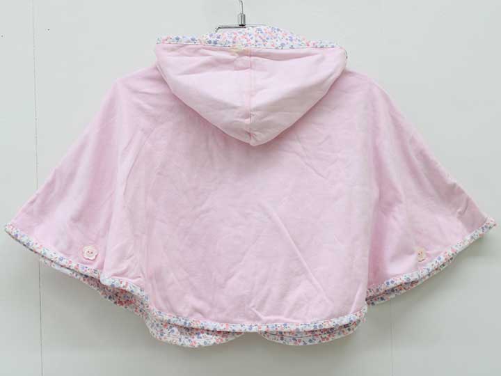 【値下げ!】ミキハウス リバーシブルケープ 70-90cm キッズ 女児 ピンク＆白×ピンク系【中古】▽