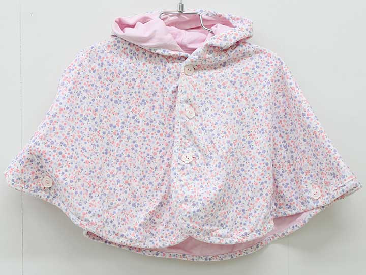 【値下げ!】ミキハウス リバーシブルケープ 70-90cm キッズ 女児 ピンク＆白×ピンク系【中古】▽