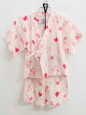 ミキハウス 甚平 90cm キッズ 女児 白×ピンク【中古】▽