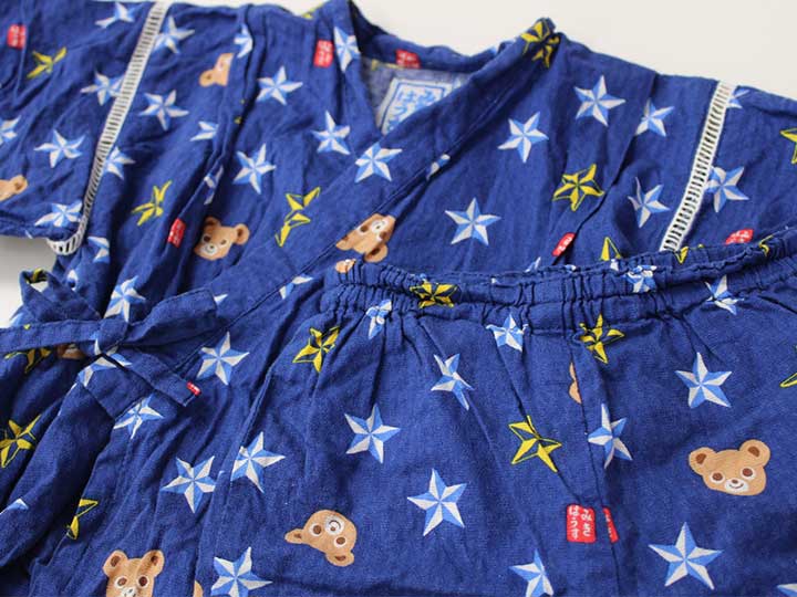 【新規SALE!】ミキハウス 甚平 90cm キッズ 男児 紺系【中古】▽