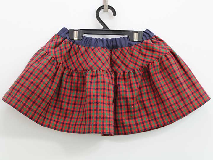 【SALE!】ファミリア リバーシブルスカート 90cm位 キッズ 女児 赤系チェック＆紺...