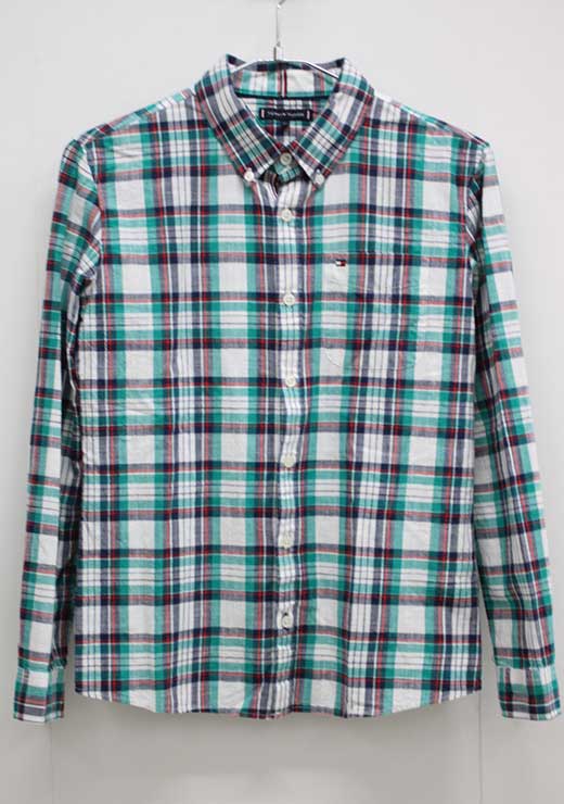 Blouses, Shirts - トミーヒルフィガー 長袖シャツ 152cm キッズ 男児 白×グリーン系【中古】▽