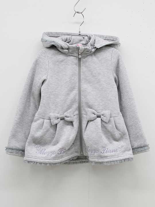 メゾピアノ 3wayパーカー 120cm キッズ 女児 グレー【中古】▽
