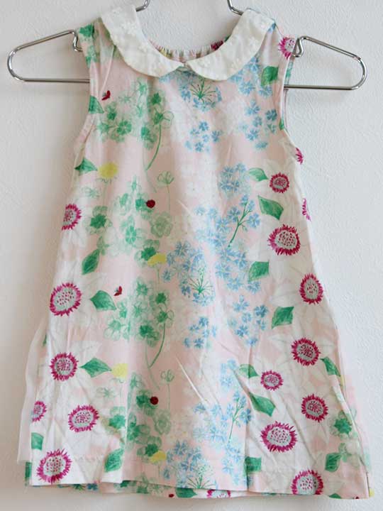 ハッカベビー ノースリーブワンピース 80cm キッズ 女児 薄ピンク×水色×緑【中古】【新入荷!】〈