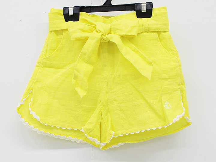 Long-Trousers, Trousers - プチバトー リネンショートパンツ 128cm キッズ 女児 イエロー【中古】▼