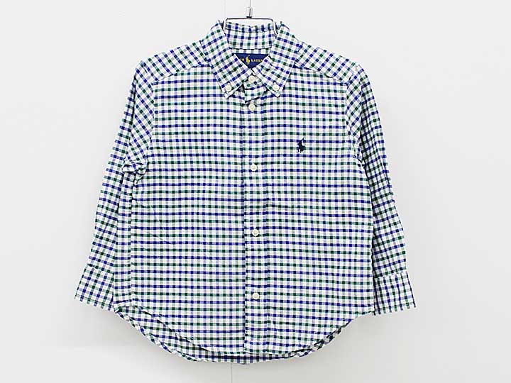 Rakuten - ラルフローレン シャツ 100cm キッズ 男児 緑×青紫【中古】▼